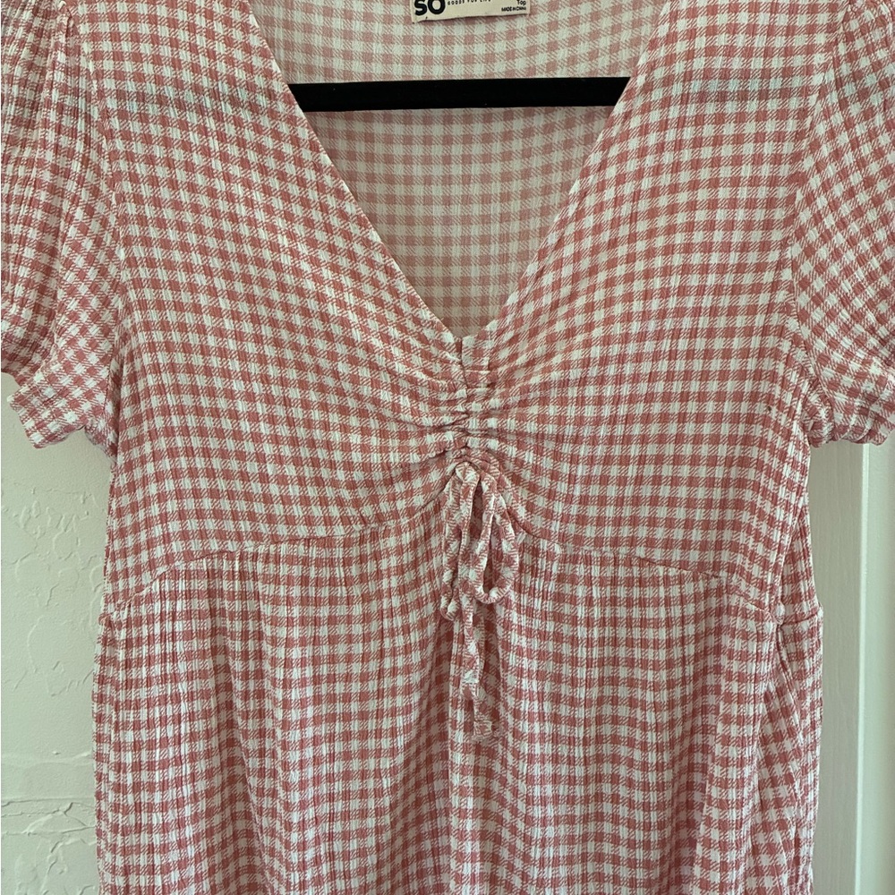Pink and White Gingham Baby Doll Top